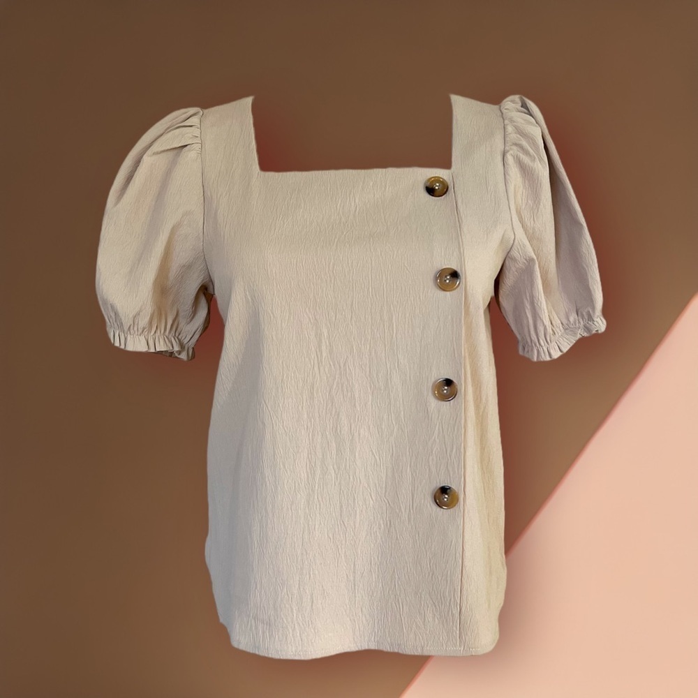 Voir Tan Top with Button Detail